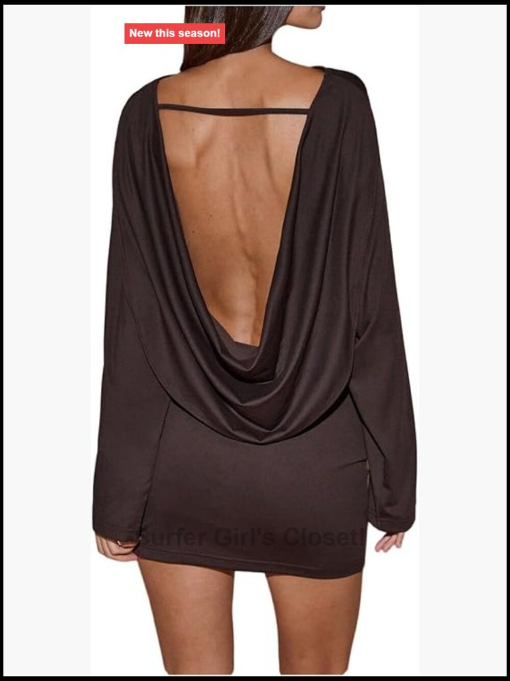 Backless Mini Dress Long Sleeve Bodycon Knit Dresses for Party